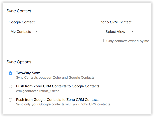 Sincronizar contatos do Google com Zoho CRM