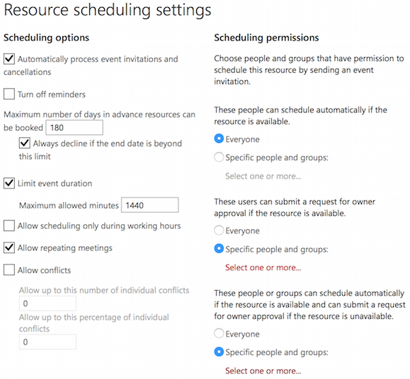 Resource Settings Screen
