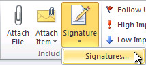 Signatures command on the ribbon